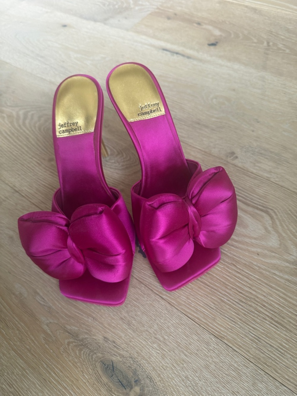 Jeffrey Campbell Fuchsia Satin Bow Slide Mules